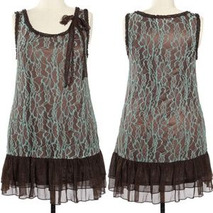 Plus Bohemian Floral Lace Ruffle Sleeveless Dress